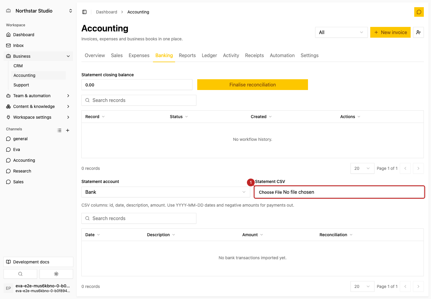 Action: Choose the CSV
