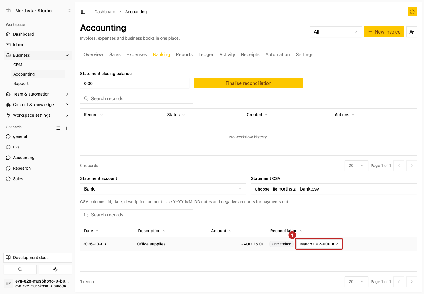 Action: Review and confirm a match