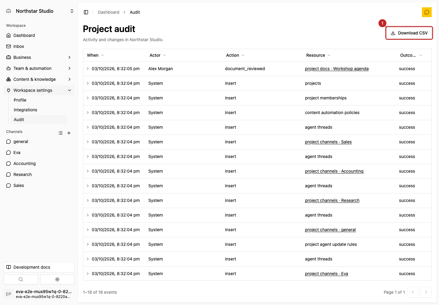 Action: Export the history