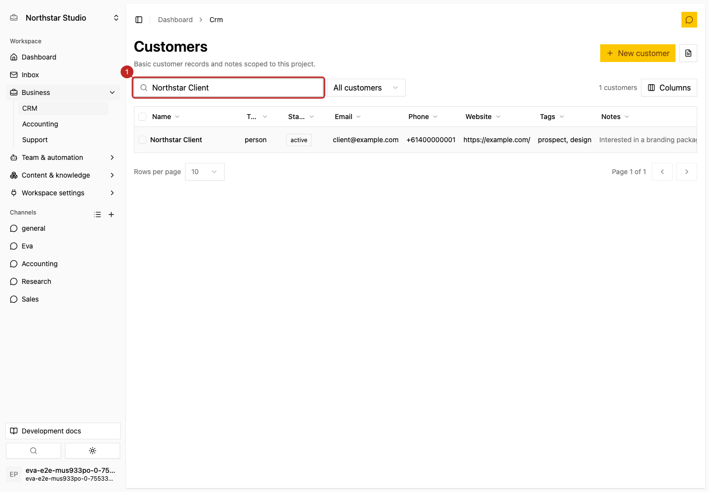 Result: Create and find the customer