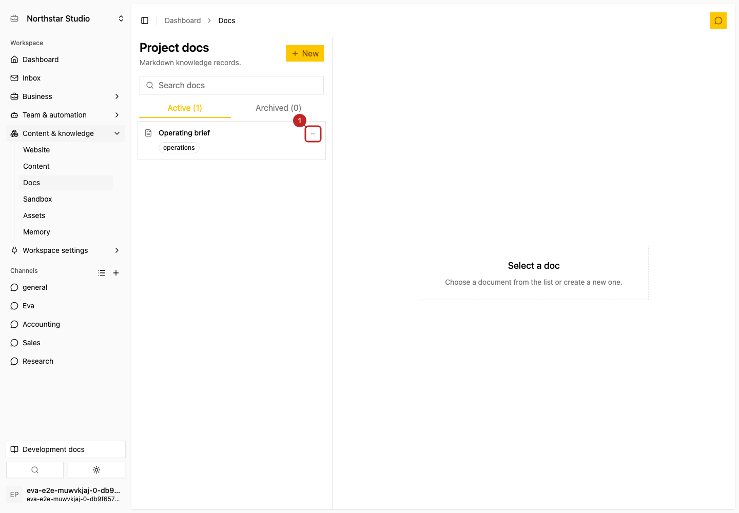 Action: Open document actions
