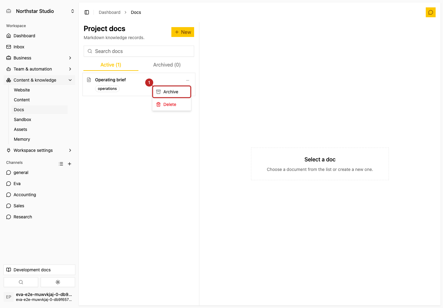 Action: Archive a document