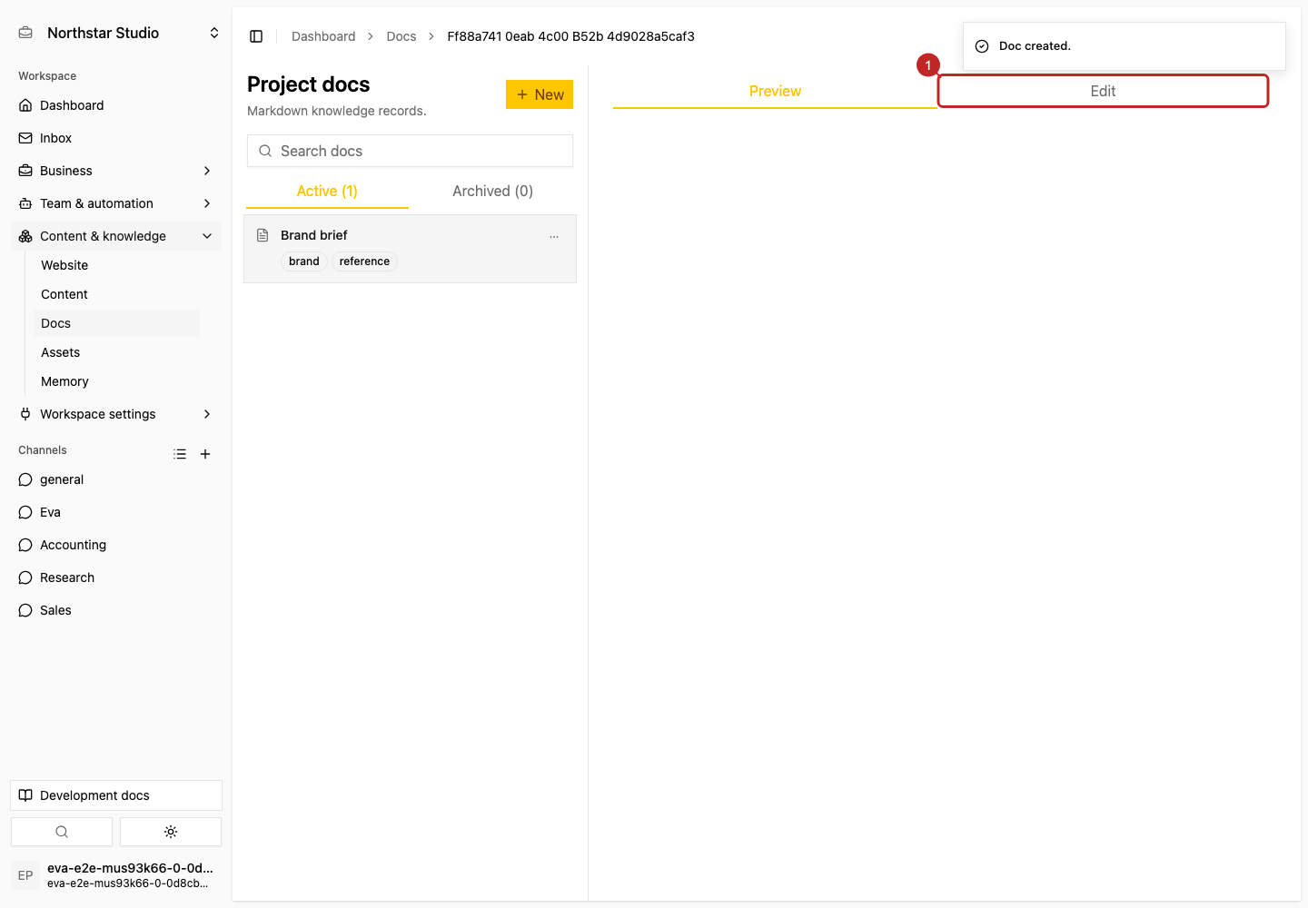 Result: Create a document