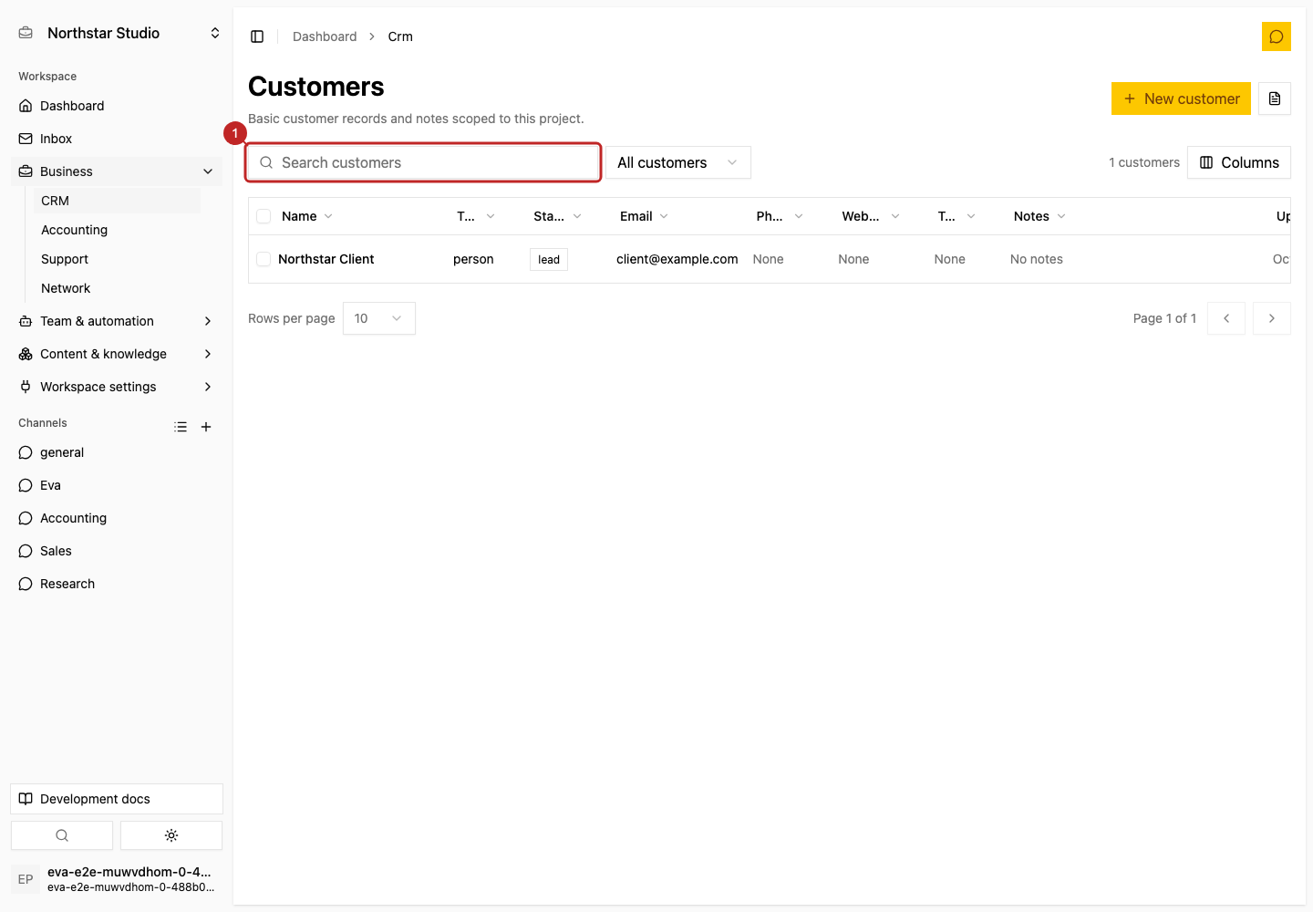 Action: Search the customer list