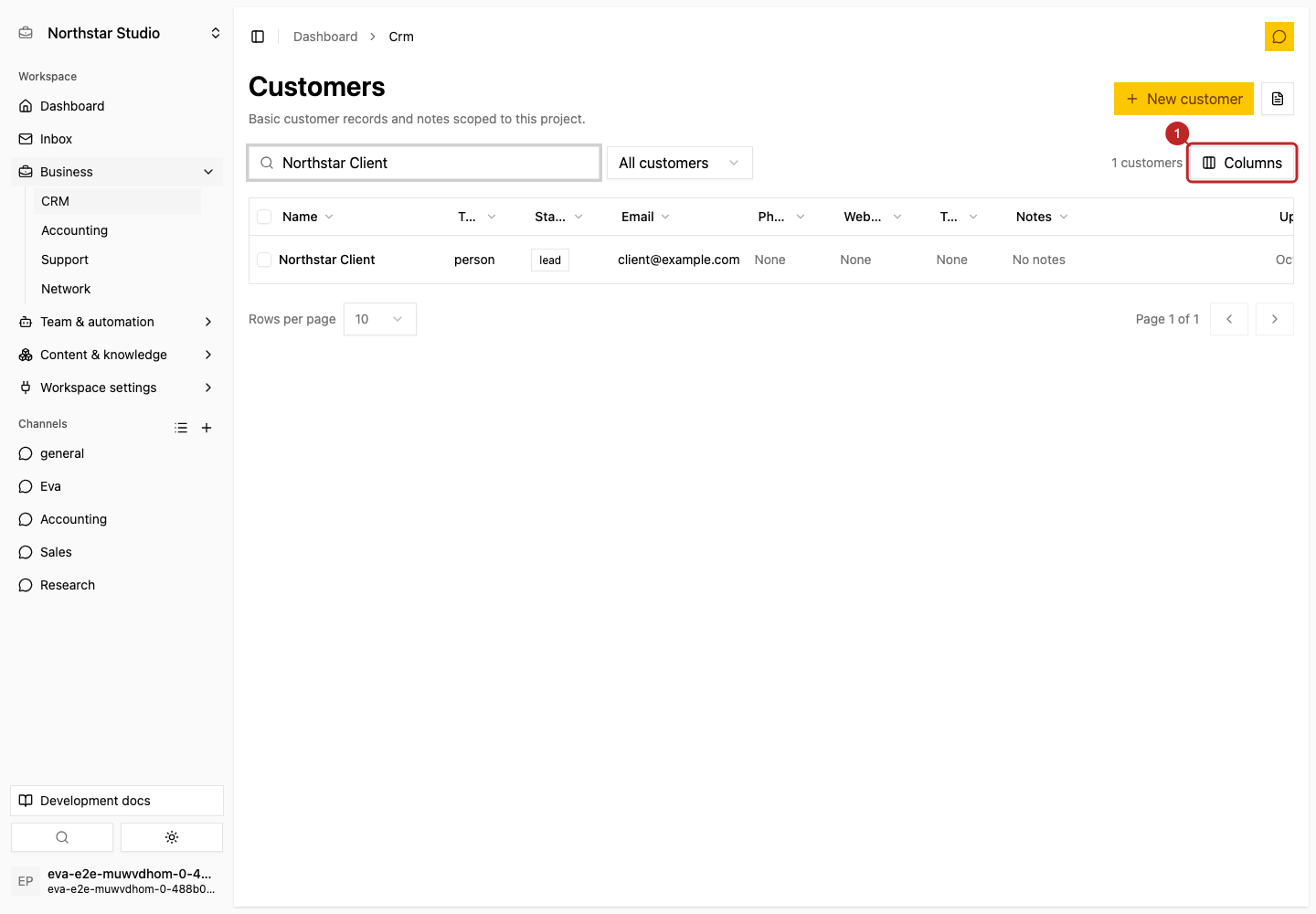 Action: Review available columns