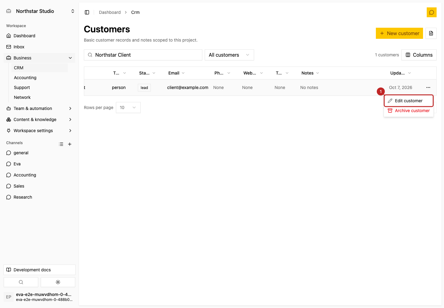Action: Edit a customer