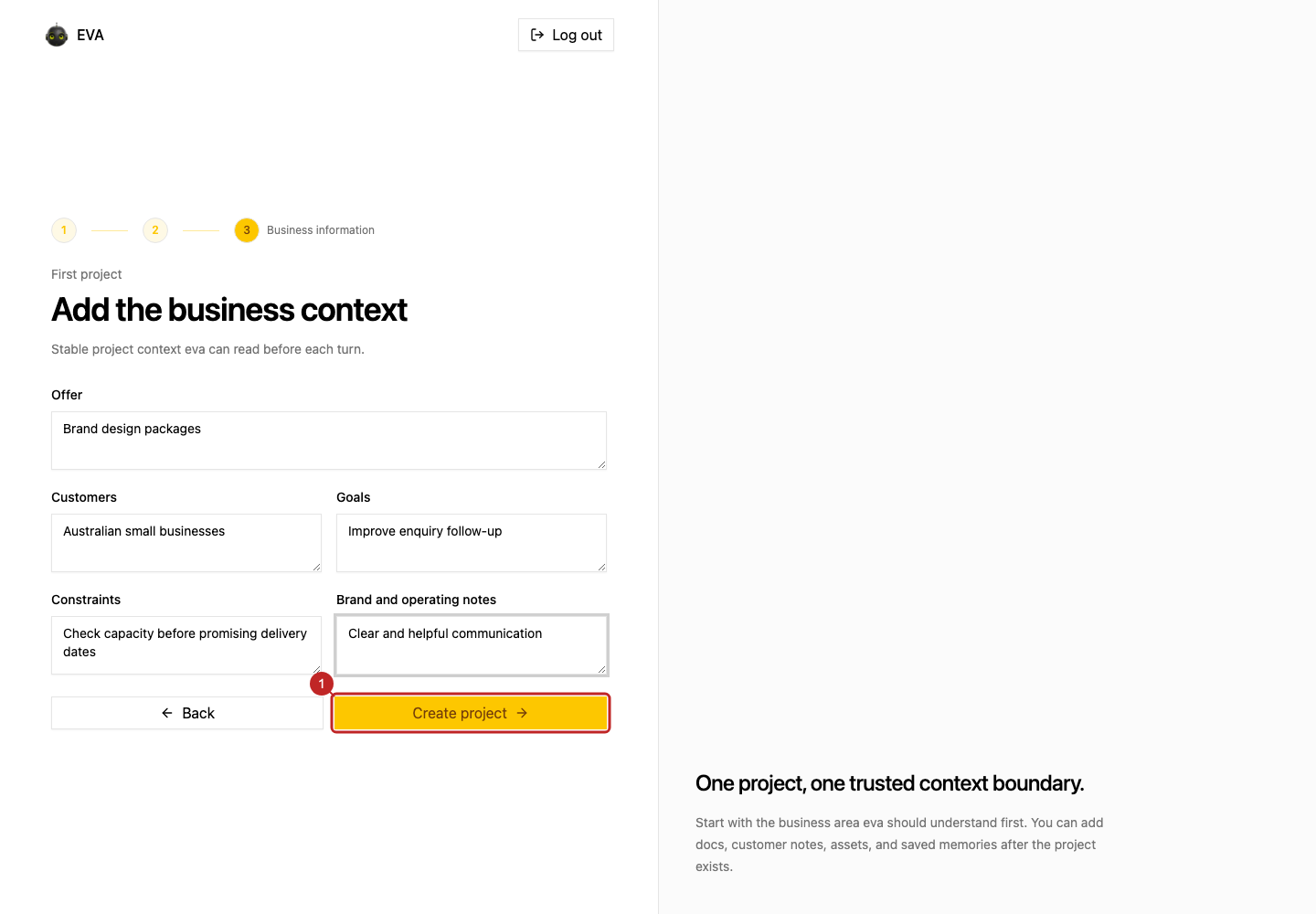 Action: Create the project