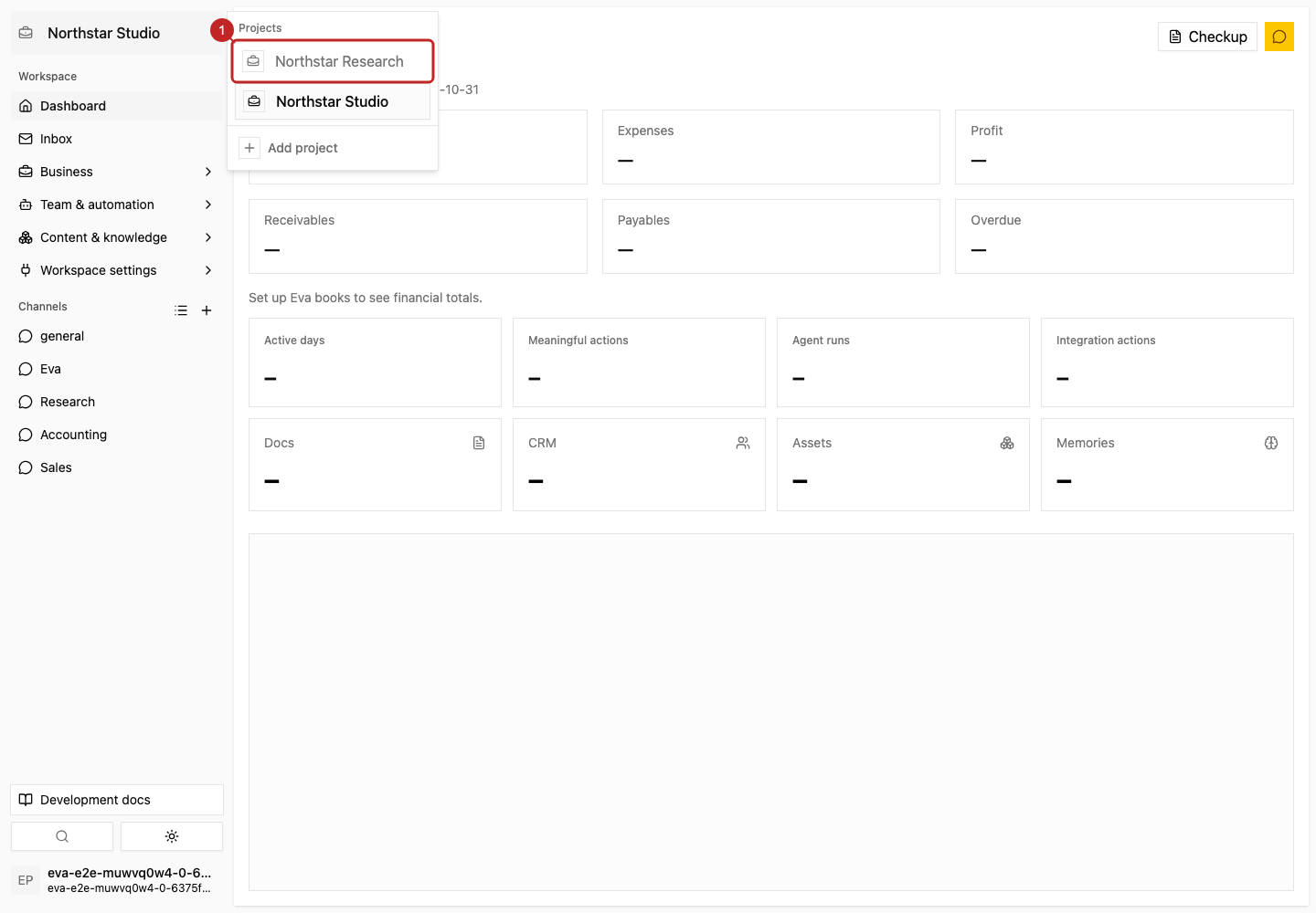 Result: Open the project menu