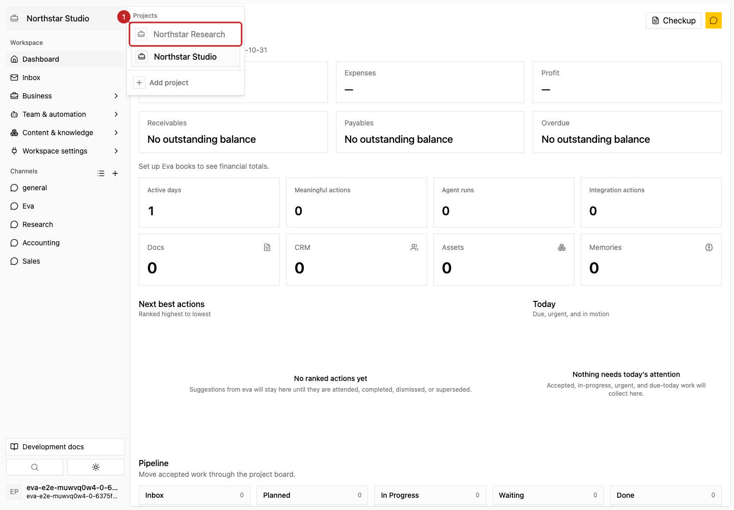 Action: Switch the active business