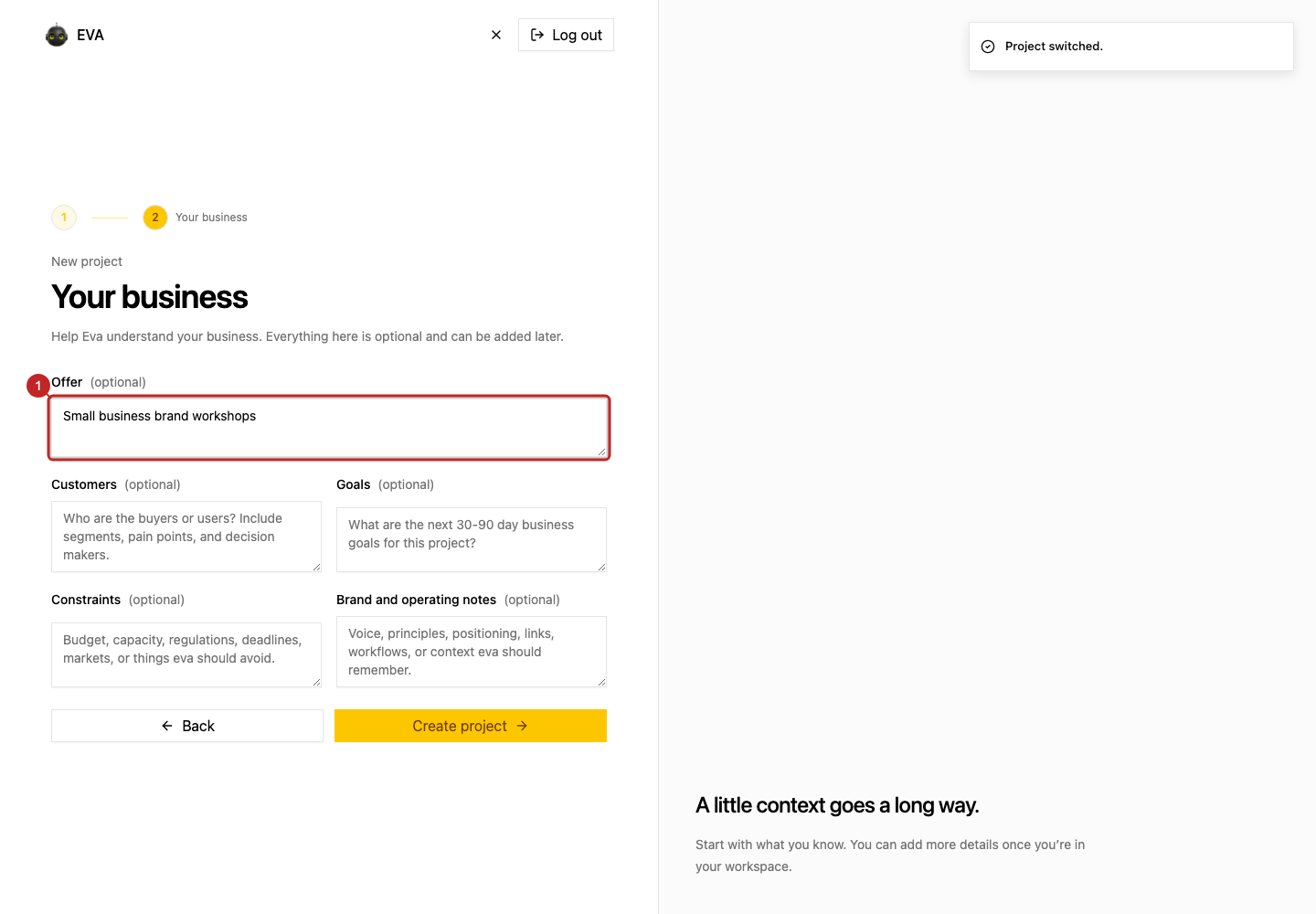 Result: Create an additional project