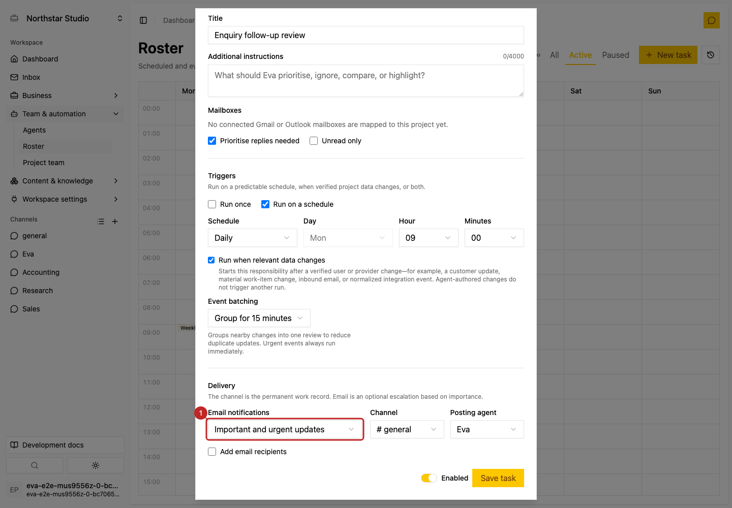 Action: Set recipient and action policy