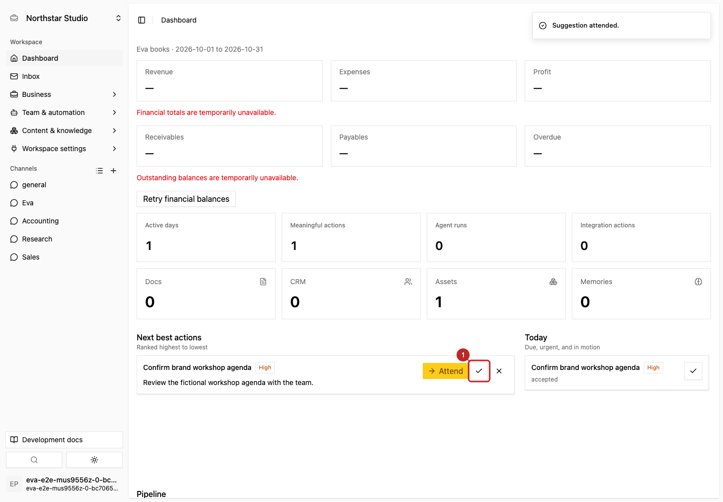 Result: Attend a suggested action